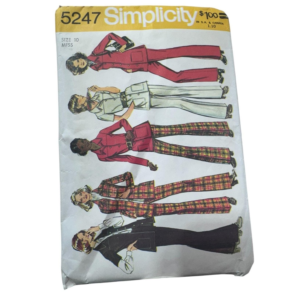 Simplicity 10 Upcycle Shirt Jacket Pants DIY 5247 Vintage Sewing Pattern Retro